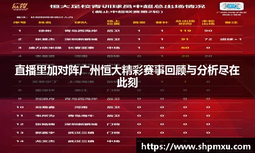 直播里加对阵广州恒大精彩赛事回顾与分析尽在此刻